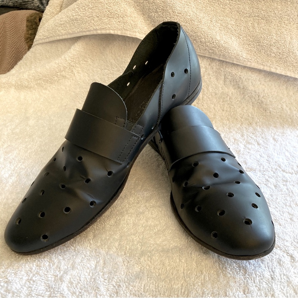 Pantanetti Italy Black Leather Loafers 37.5
